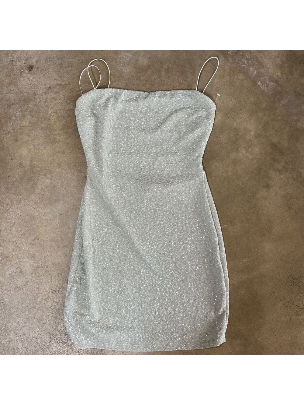 Y2k Windsor Silver Glitter Spaghetti Strap Mini Dress Size M
